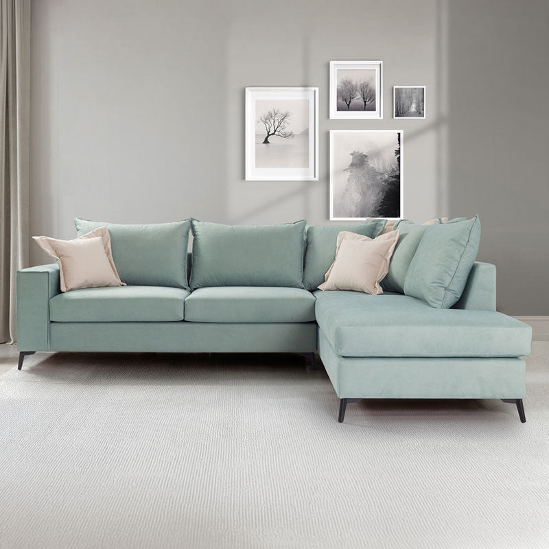 Γωνιακός καναπές αριστερή γωνία Romantic ύφασμα ciel-cream 290x235x95εκ