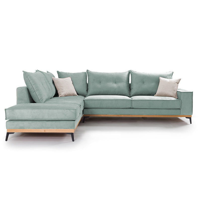 Γωνιακός καναπές δεξιά γωνία Luxury II ύφασμα ciel-cream 290x235x95εκ