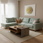 Γωνιακός καναπές δεξιά γωνία Luxury II ύφασμα ciel-cream 290x235x95εκ