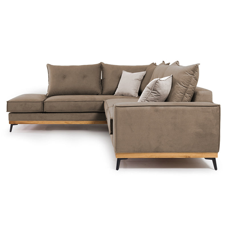 Γωνιακός καναπές δεξιά γωνία Luxury II ύφασμα mocha-cream 290x235x95εκ