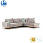 Γωνιακός καναπές αριστερή γωνία Luxury II ύφασμα elephant-ciel 290x235x95εκ