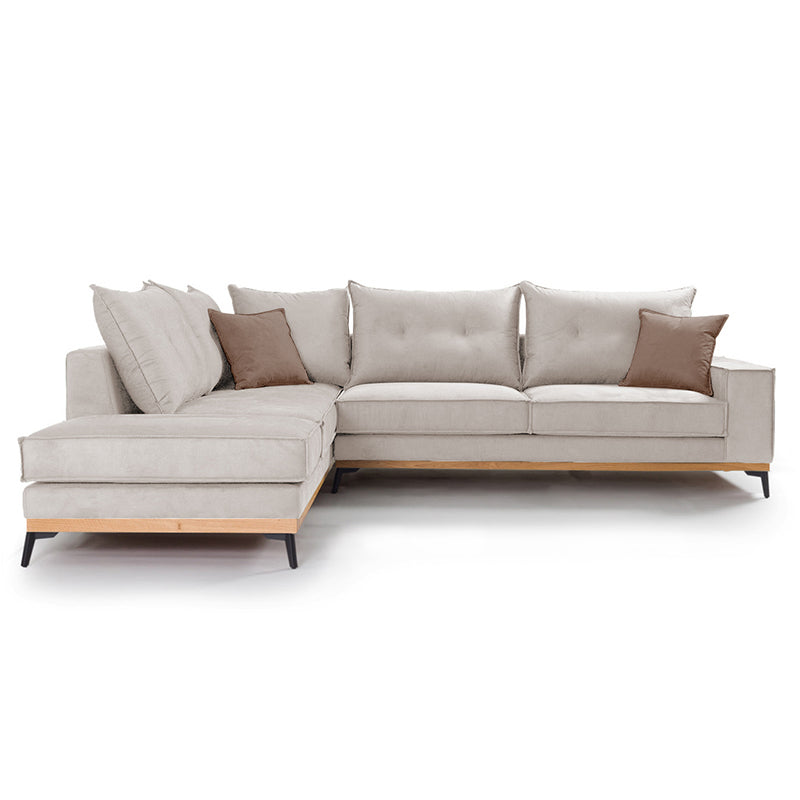Γωνιακός καναπές δεξιά γωνία Luxury II ύφασμα cream-mocha 290x235x95εκ
