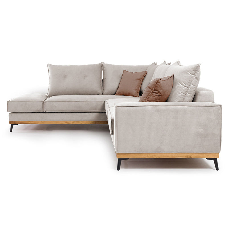 Γωνιακός καναπές δεξιά γωνία Luxury II ύφασμα cream-mocha 290x235x95εκ