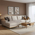 Γωνιακός καναπές δεξιά γωνία Luxury II ύφασμα cream-mocha 290x235x95εκ