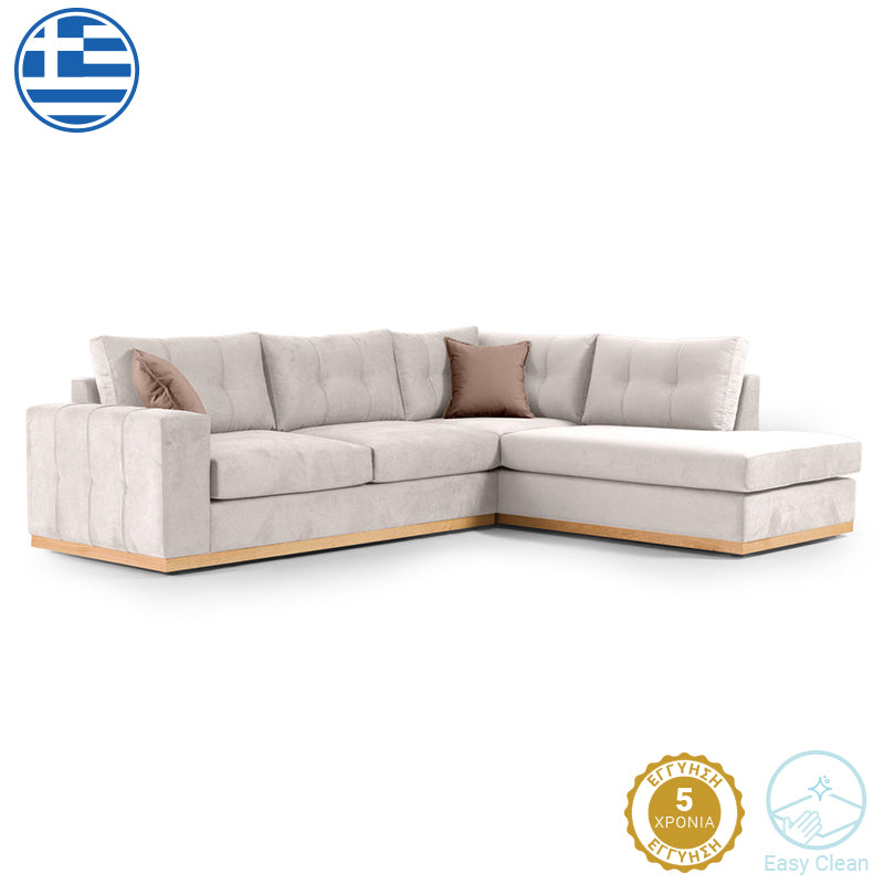 Γωνιακός καναπές αριστερή γωνία Boston ύφασμα cream-mocha 280x225x90εκ