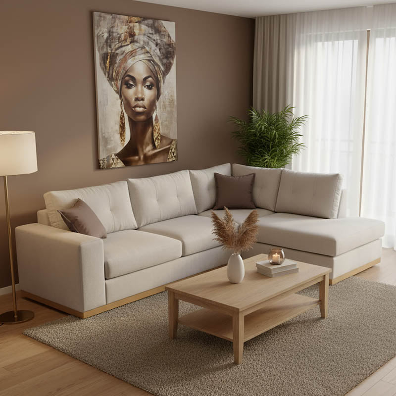 Γωνιακός καναπές αριστερή γωνία Boston ύφασμα cream-mocha 280x225x90εκ