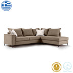 Γωνιακός καναπές αριστερή γωνία Romantic ύφασμα mocha-cream 290x235x95εκ
