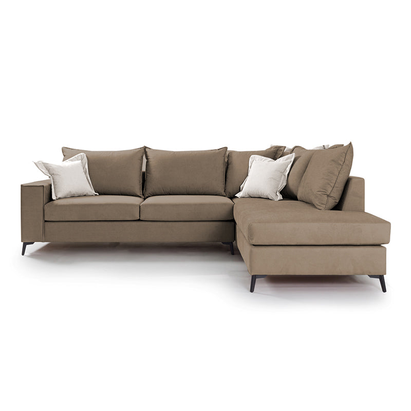 Γωνιακός καναπές αριστερή γωνία Romantic ύφασμα mocha-cream 290x235x95εκ