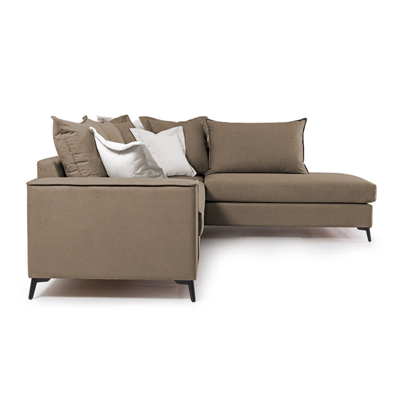 Γωνιακός καναπές αριστερή γωνία Romantic ύφασμα mocha-cream 290x235x95εκ