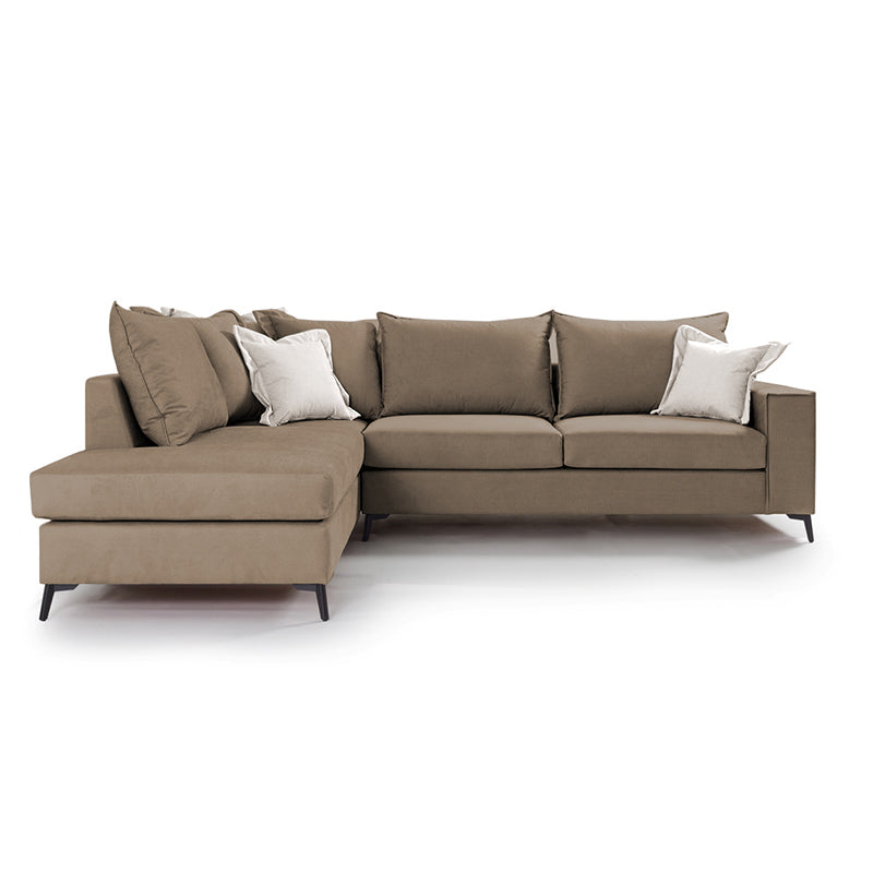 Γωνιακός καναπές δεξιά γωνία Romantic ύφασμα mocha-cream 290x235x95εκ