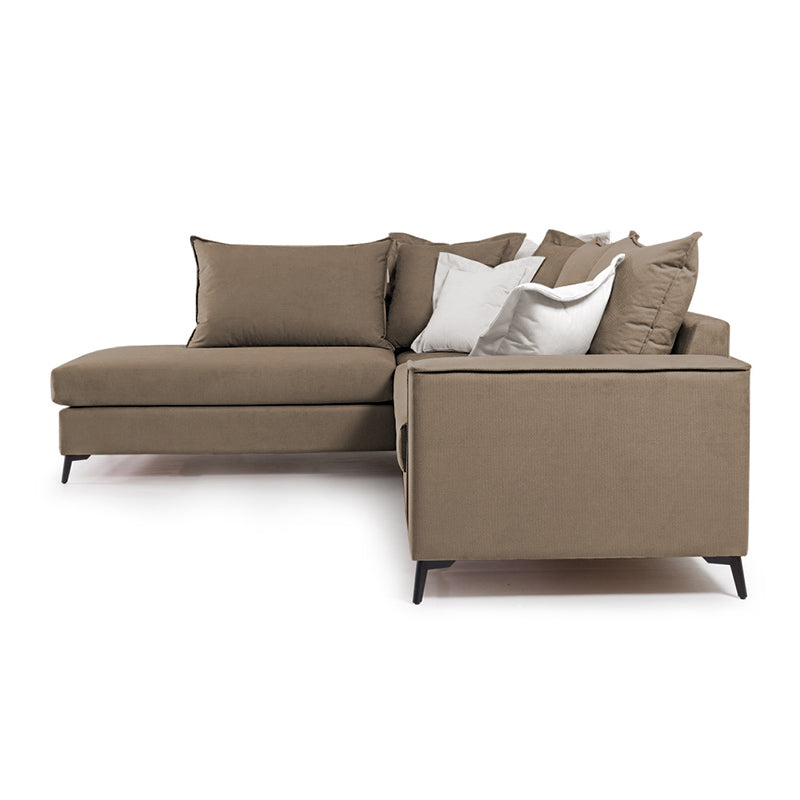 Γωνιακός καναπές δεξιά γωνία Romantic ύφασμα mocha-cream 290x235x95εκ