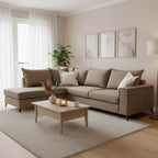 Γωνιακός καναπές δεξιά γωνία Romantic ύφασμα mocha-cream 290x235x95εκ