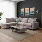 Γωνιακός καναπές δεξιά γωνία Romantic ύφασμα elephant-ciel 290x235x95εκ