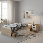 Κρεβάτι με συρτάρι Letto σε oak - λευκό απόχρωση 90x200εκ