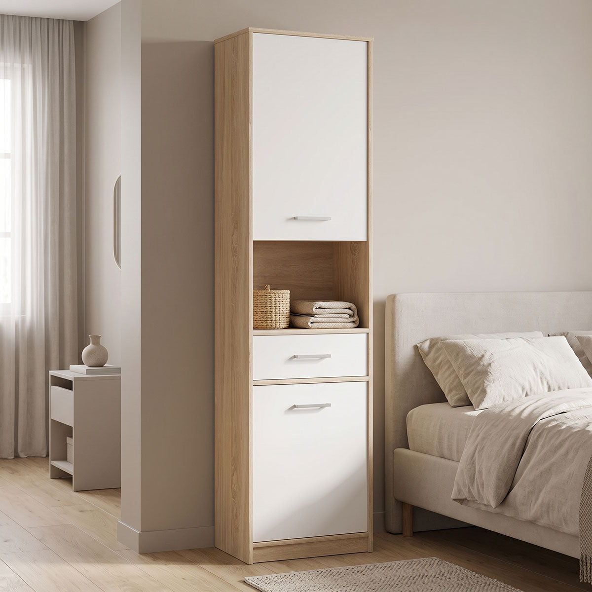 Στήλη Letto σε oak - λευκό ματ απόχρωση 50,2x34,3x195εκ