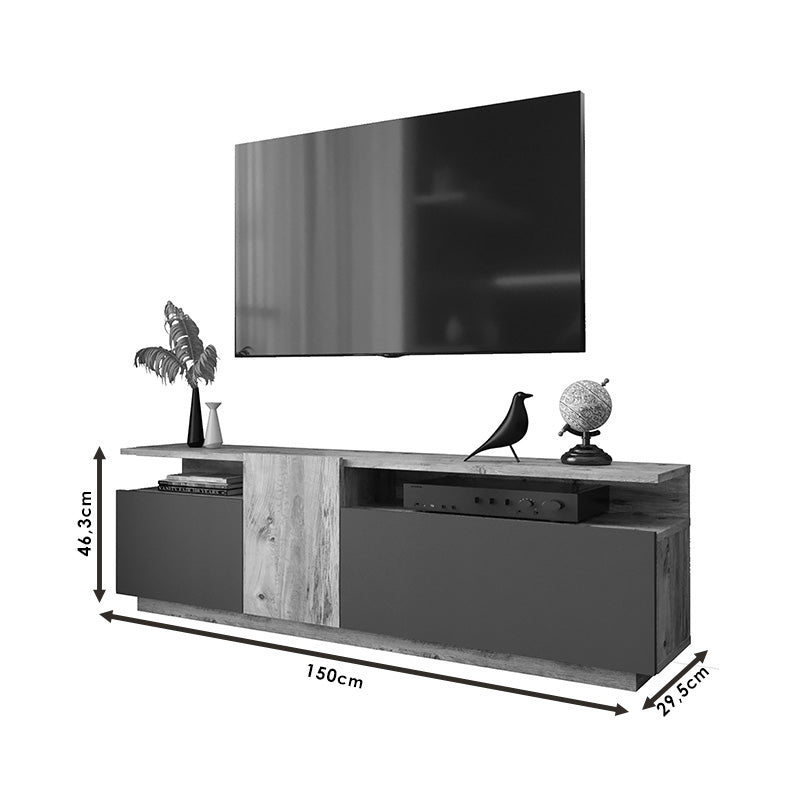 Έπιπλο τηλεόρασης Elana sonoma-λευκό 150x29.5x46.3εκ