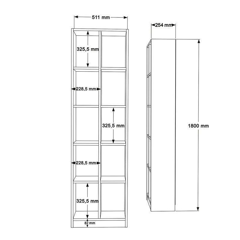 Βιβλιοθήκη Oteca 10θέσεων oak 51.1x25.4x180εκ