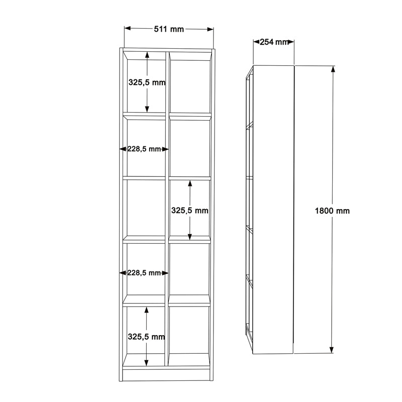 Βιβλιοθήκη Oteca 10θέσεων σε λευκή απόχρωση 51.1x25.4x180εκ