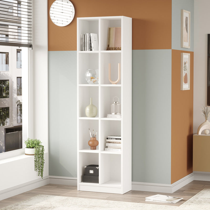 Βιβλιοθήκη Oteca 10θέσεων σε λευκή απόχρωση 51.1x25.4x180εκ