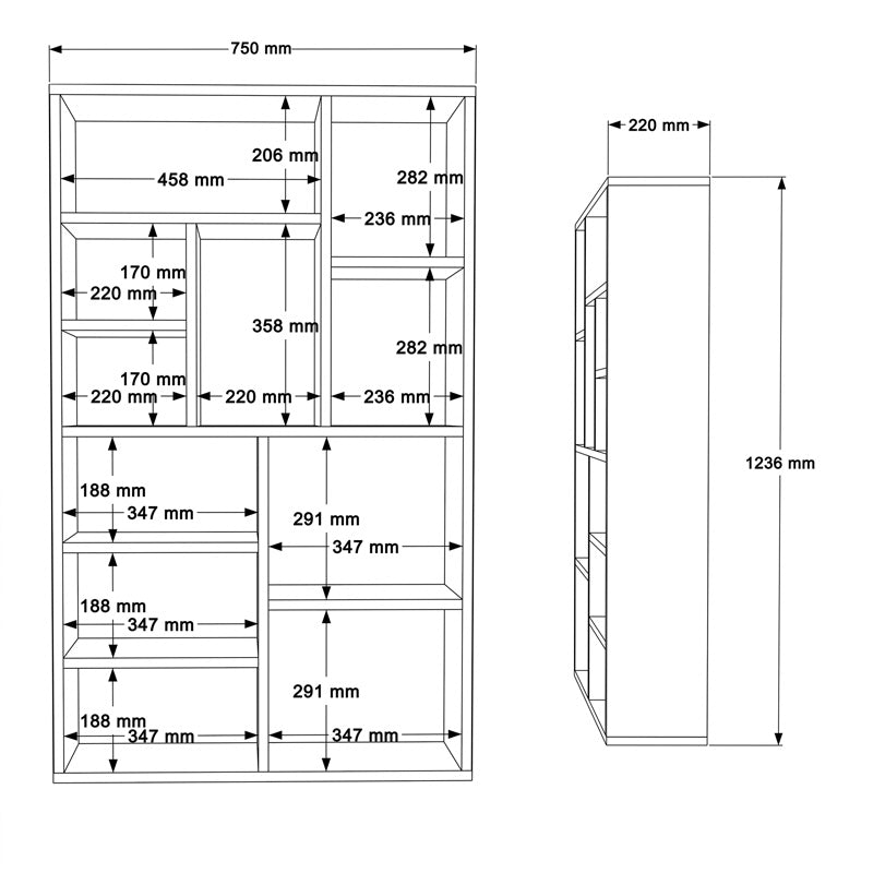 Βιβλιοθήκη Boteca 10θέσεων σε λευκή απόχρωση 75x22x123.6εκ