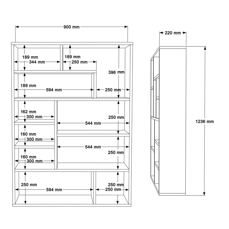 Βιβλιοθήκη Decora σε φυσική-ανθρακί απόχρωση 90x22x123.6εκ