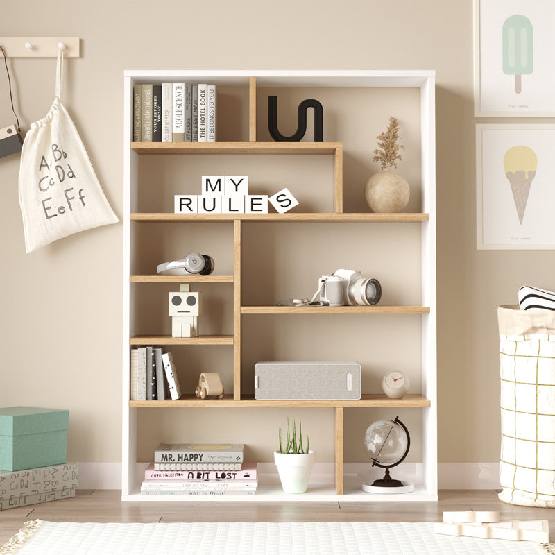 Βιβλιοθήκη Decora σε oak-λευκό απόχρωση 90x22x123.6εκ