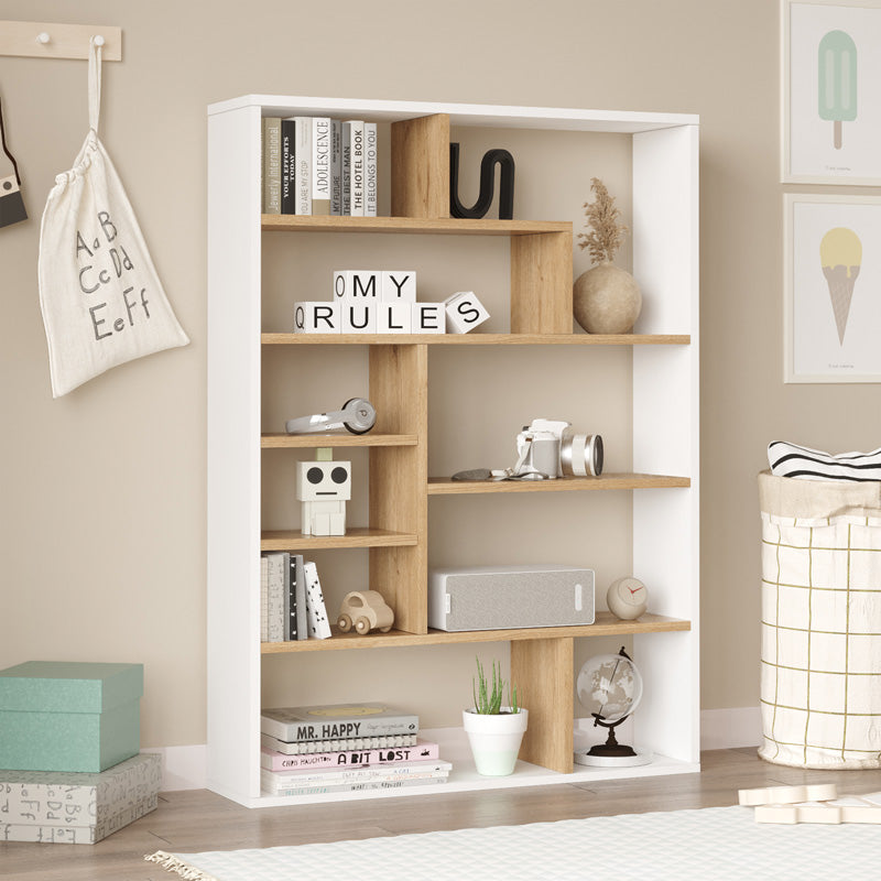 Βιβλιοθήκη Decora σε oak-λευκό απόχρωση 90x22x123.6εκ