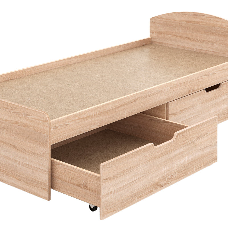 Κρεβάτι Regan με συρτάρια σε oak απόχρωση 90x200εκ