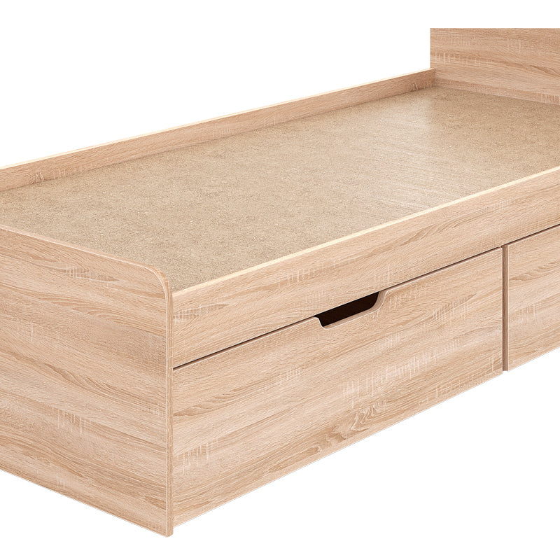 Κρεβάτι Regan με συρτάρια σε oak απόχρωση 90x200εκ
