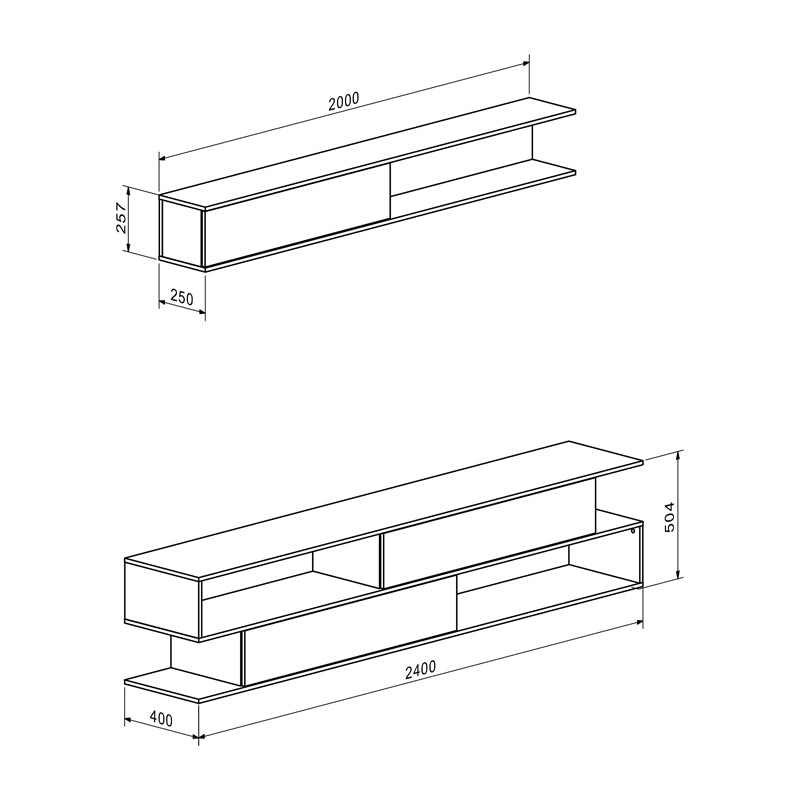 Σύνθετο σαλονιού Brick σε sonoma oak-κρεμ απόχρωση 240x40x50.4εκ