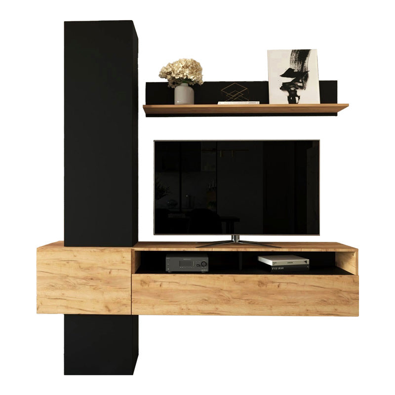 Σύνθετο σαλονιού Wendy σε oak-μαύρη απόχρωση 195.1x37.3x219.1εκ