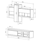 Σύνθετο σαλονιού Torania sonoma-λευκό 185x37x145εκ