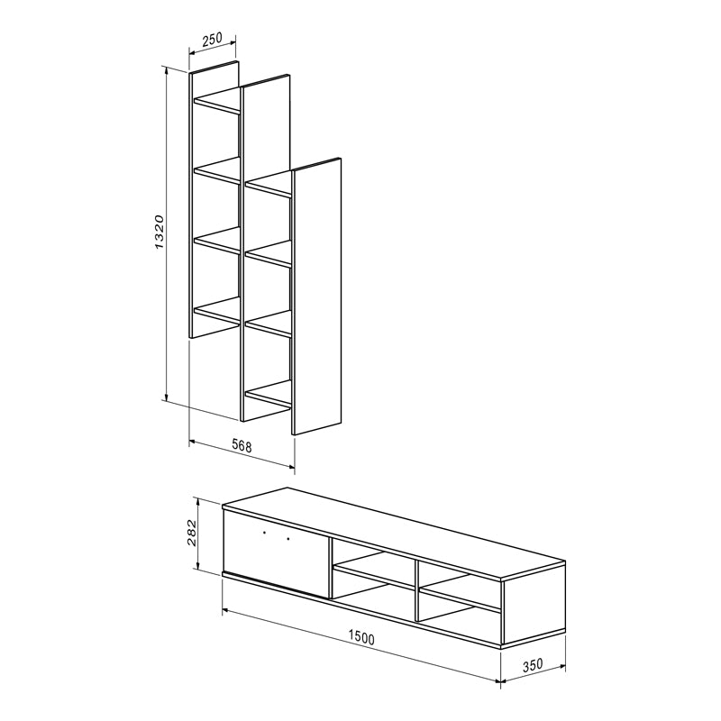 Σύνθετο σαλονιού Sarona oak 150x35x160εκ
