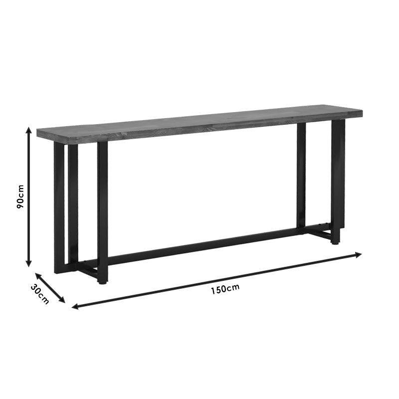Κονσόλα Dice μασίφ ξύλο πεύκου καρυδί-μαύρο 150x30x90εκ