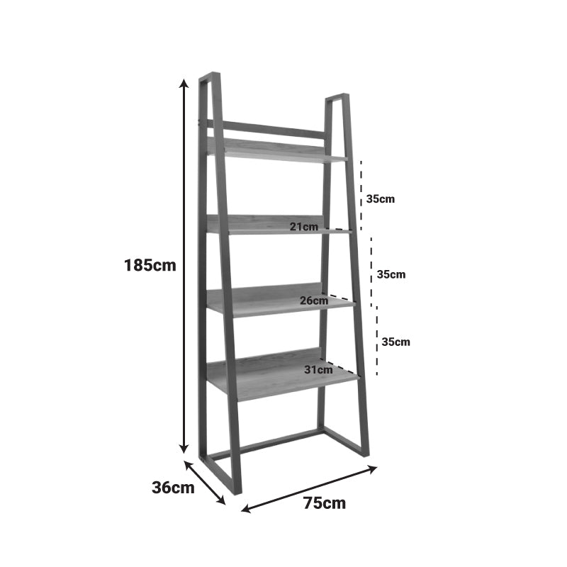Βιβλιοθήκη Ryder καρυδί-μαύρο 75x36x185εκ