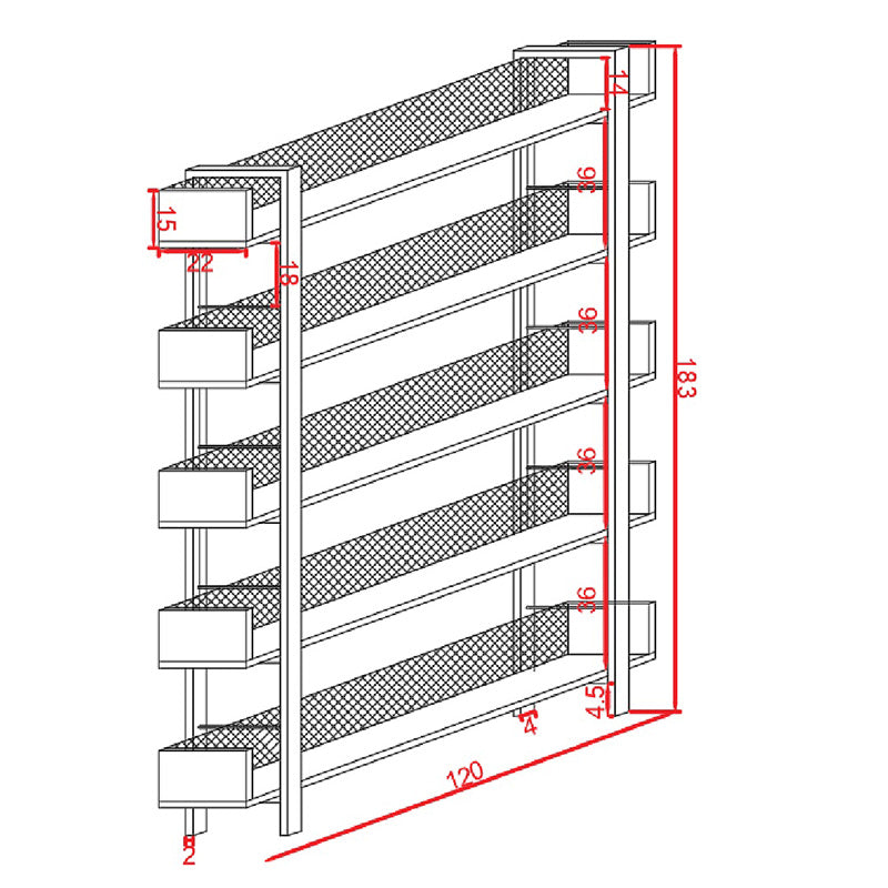 Βιβλιοθήκη Musha μέταλλο μαύρο με oak απόχρωση 120x27x185εκ