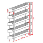 Βιβλιοθήκη Musha μέταλλο μαύρο με oak απόχρωση 120x27x185εκ
