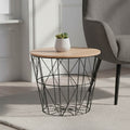 Βοηθητικό τραπέζι σαλονιού Jacot oak-μαύρο Φ38x30,5εκ