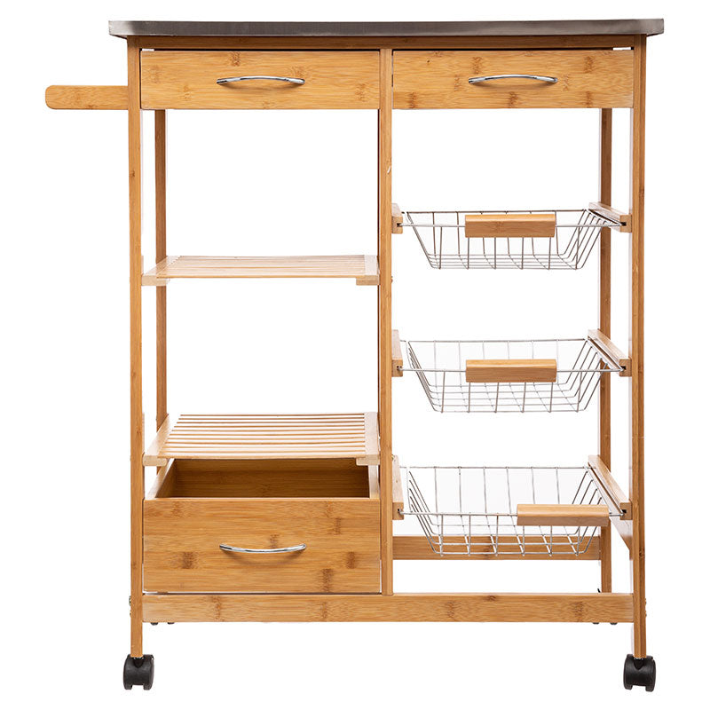 Τρόλεϊ-ραφιέρα 7όροφη Esla bamboo φυσικό-λευκό 73,5x37x86εκ