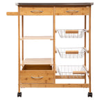Τρόλεϊ-ραφιέρα 7όροφη Esla bamboo φυσικό-λευκό 73,5x37x86εκ