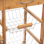 Τρόλεϊ-ραφιέρα 7όροφη Esla bamboo φυσικό-λευκό 73,5x37x86εκ