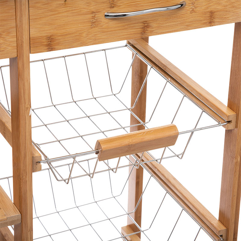 Τρόλεϊ-ραφιέρα 7όροφη Esla bamboo φυσικό-λευκό 73,5x37x86εκ