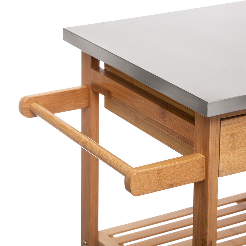Τρόλεϊ-ραφιέρα 7όροφη Esla bamboo φυσικό-λευκό 73,5x37x86εκ