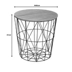 Βοηθητικό τραπέζι Kumi mdf επιφάνεια oak και μέταλλο σε μαύρη απόχρωση Φ40x41εκ