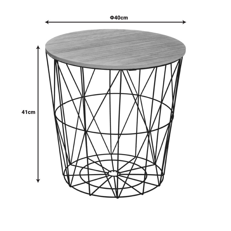 Βοηθητικό τραπέζι Kumi mdf επιφάνεια oak και μέταλλο σε μαύρη απόχρωση Φ40x41εκ