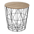 Βοηθητικό τραπέζι Kumi mdf επιφάνεια oak και μέταλλο σε μαύρη απόχρωση Φ40x41εκ