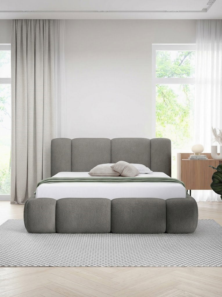 Επενδυμένο Κρεβάτι Bianco-Γκρι-120 x 200