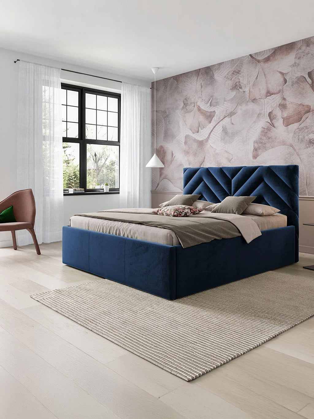 Επενδυμένο κρεβάτι Azzuro-Mple Skouro-180 x 200