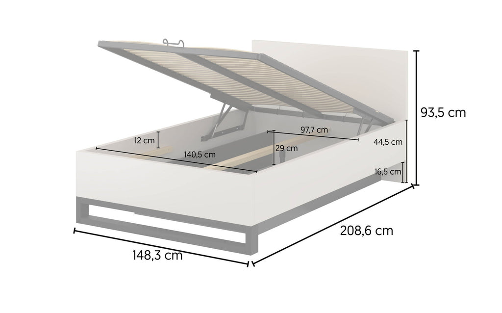 Κρεβάτι Halle-Γκρεζ-140 x 200