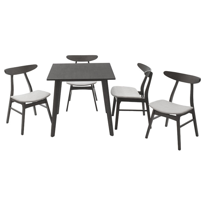 Tραπεζαρία Benson - Orlean σετ 5τμχ rustic grey - ύφασμα γκρι 80x80x75εκ